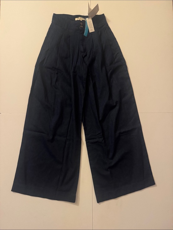 Nobody'S Child Pants - Nobody’s Child Navy Blue Pleated Wide Leg Trousers